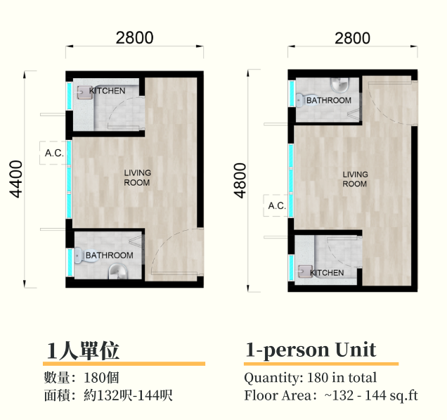 Floor Plan of 1 Person Unit